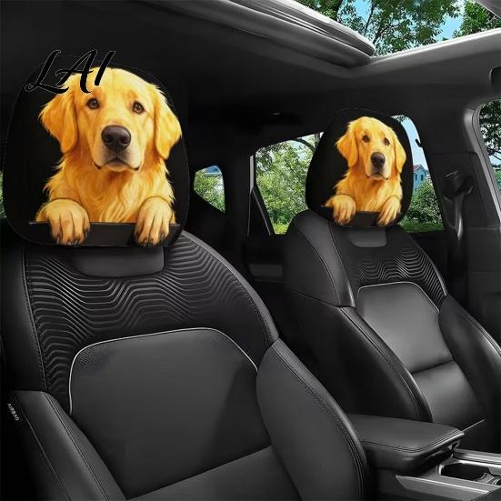 Humorous Car Seat Protectors Scary Ghost Face Headrest Covers Funny Expression Auto Spooky Cartoon Decoration for SUV Truck Elastic Vehicle Interior