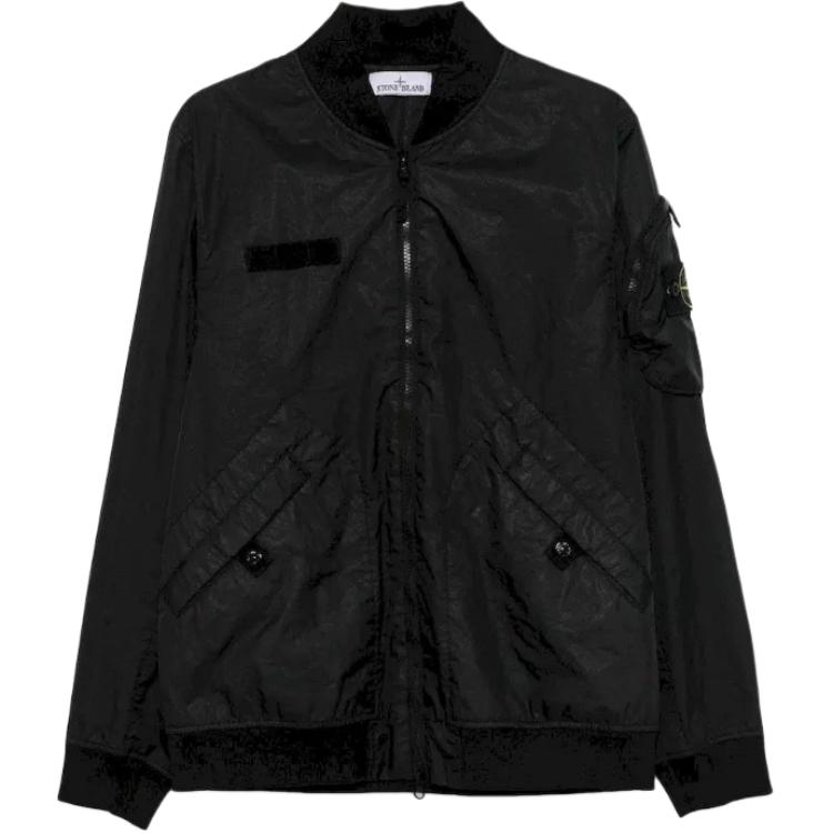 STONE ISLAND Logo Patch Zip Up Bomber Jacket K1S154100004S0A21V0029