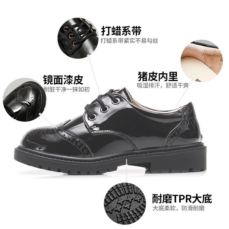Children's Leather Shoes Spring Boys Black Dance Small Leather Shoes Wind Baby Elementary School Flower Girl Performance Shoes
