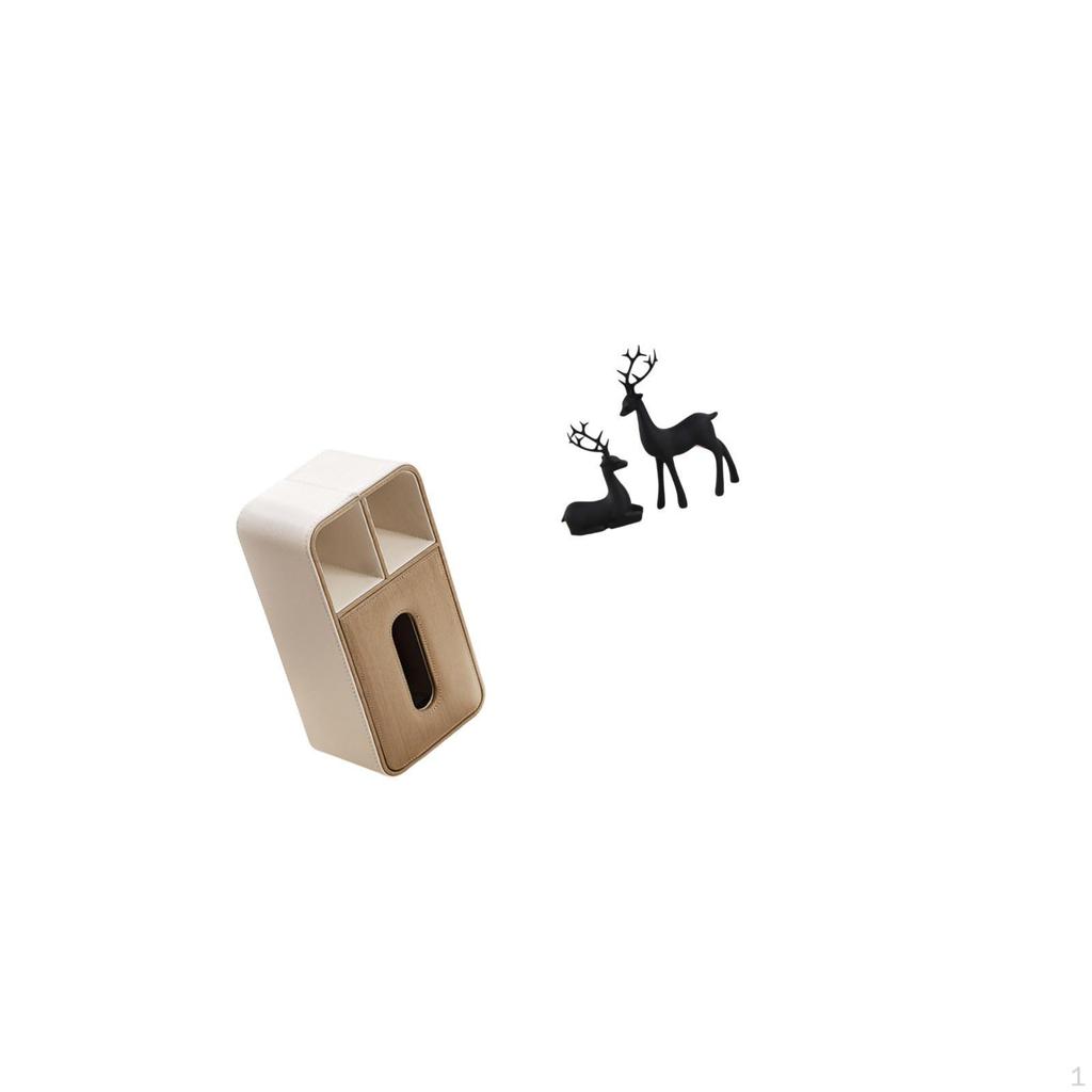 Elegant Resin Tissue Dispenser Box with Black Deer Statue Multipurpose Rectangular Holder for Office