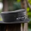 Trendy Black Women's Beret Pu Leather British Style Newsboy Cap Vintage Captain Caps Women's Accessories