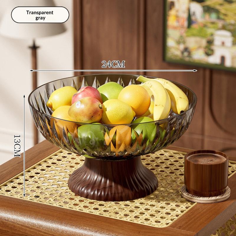 Round Transparent High-Legged Fruit Platter Tea Table Saves Space And Drains Water Plate Household Kitchen Storage Tray