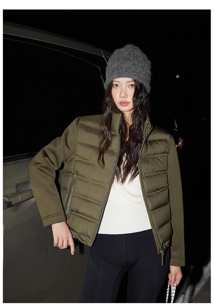 Women's Lightweight Down Cotton Jacket - 2025 Autumn/Winter Korean Style Stand Collar Outerwear