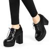 Allegra K Low-Cut Ankle Boots with Platform and Thick Heel, Black, Size 26.5cm