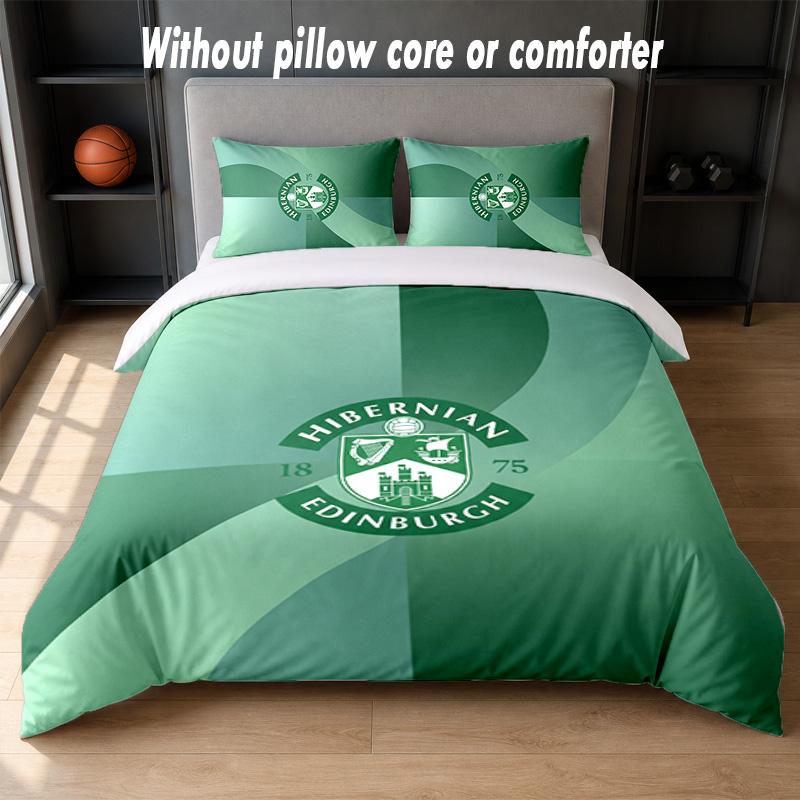 Hibernian FC Design Bed Bedding Set 1 Duvet Cover + 2 Pillowcases Soft Breathable Household Bed Linens