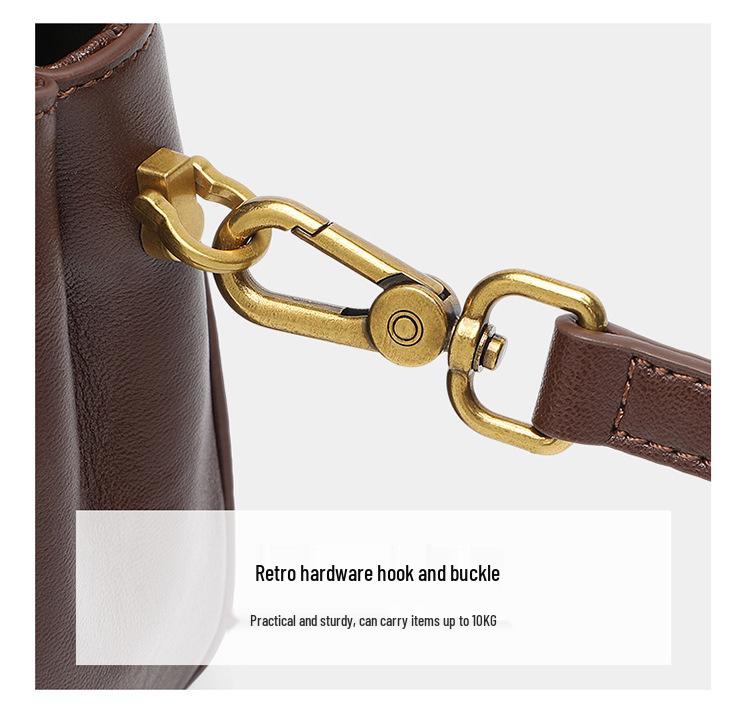 2025 New Women's Versatile Genuine Leather Crossbody Bag - Fashionable Vegetable-Tanned Cowhide Underarm Bag for Moms