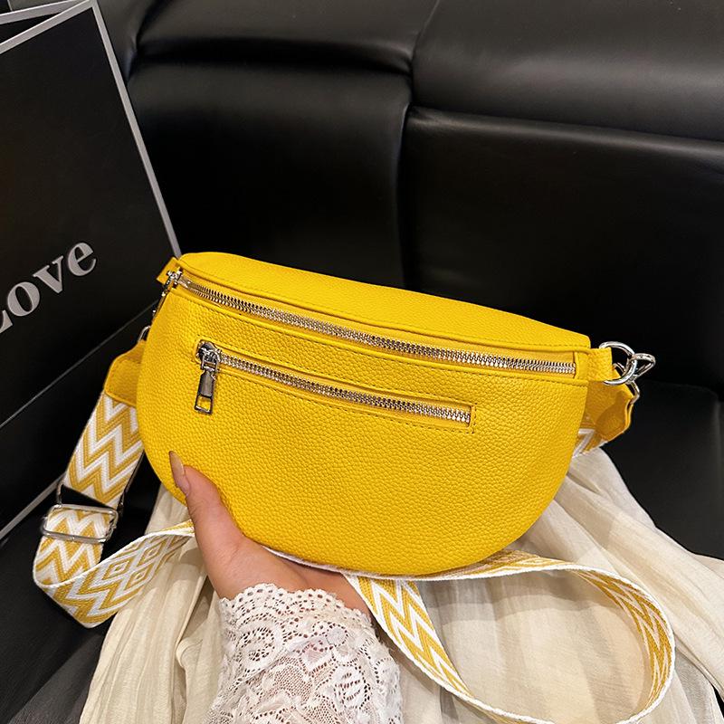 Women's Solid Color Crossbody Chest Bag with Wide Strap – Versatile, Casual Style for Phone and Daily Essentials