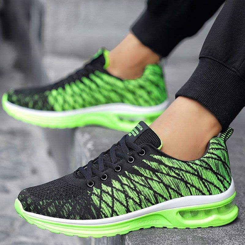 Broken size air cushion flying woven men's shoes spring and autumn men's breathable casual sports running travel shoes