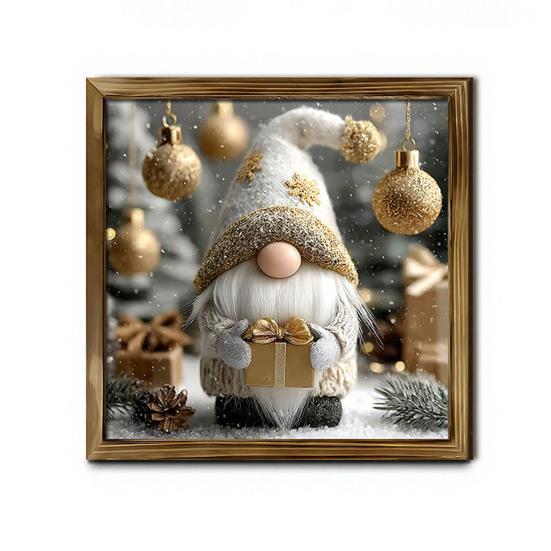 Zesílený 2D Dřevěný Umělecký Vánoční Dekorativní Obraz, 7,9" Retro Rámeček na Fotografie Závěsný na Zeď Dárek pro Rodinu Ozdoba Santa Claus/Sněhulák/Skřítek/Sob