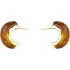 French Maillard Amber C-Shaped Stud Earrings: Elegant, Retro, High-End Ear Jewelry for Women.
