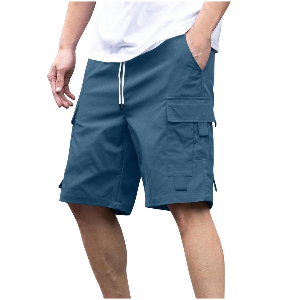 Men's Summer Solid Color Casual Zippered Multi-Pocket Sports Quick-Drying Breathable Shorts