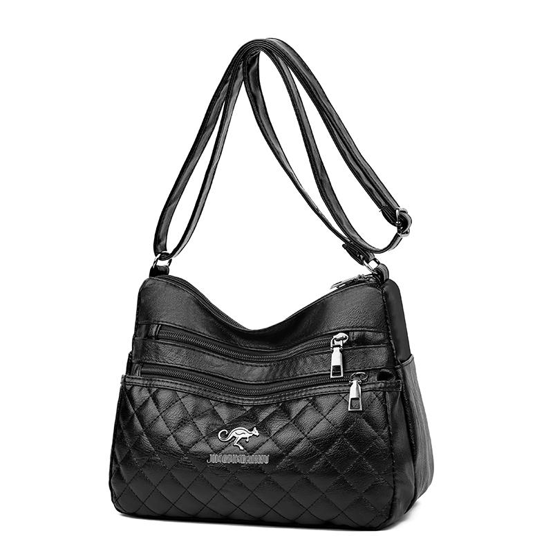 Damen-Umhängetasche, weiches Leder, mittleres Alter, Muttertasche, große Kapazität, Umhängetasche