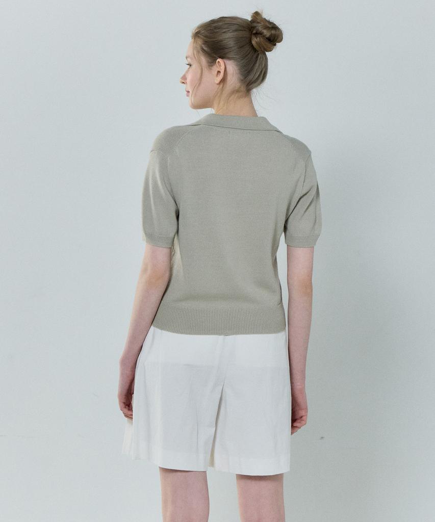 BASIC HOUSE Women'S Acrylic Open Collar Sweater Light Khaki Lzkt3201