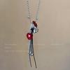 Multi-element Necklace - Women's Fall/winter Heart-shaped Grape Pendant Long Cardigan Chain Accessory
