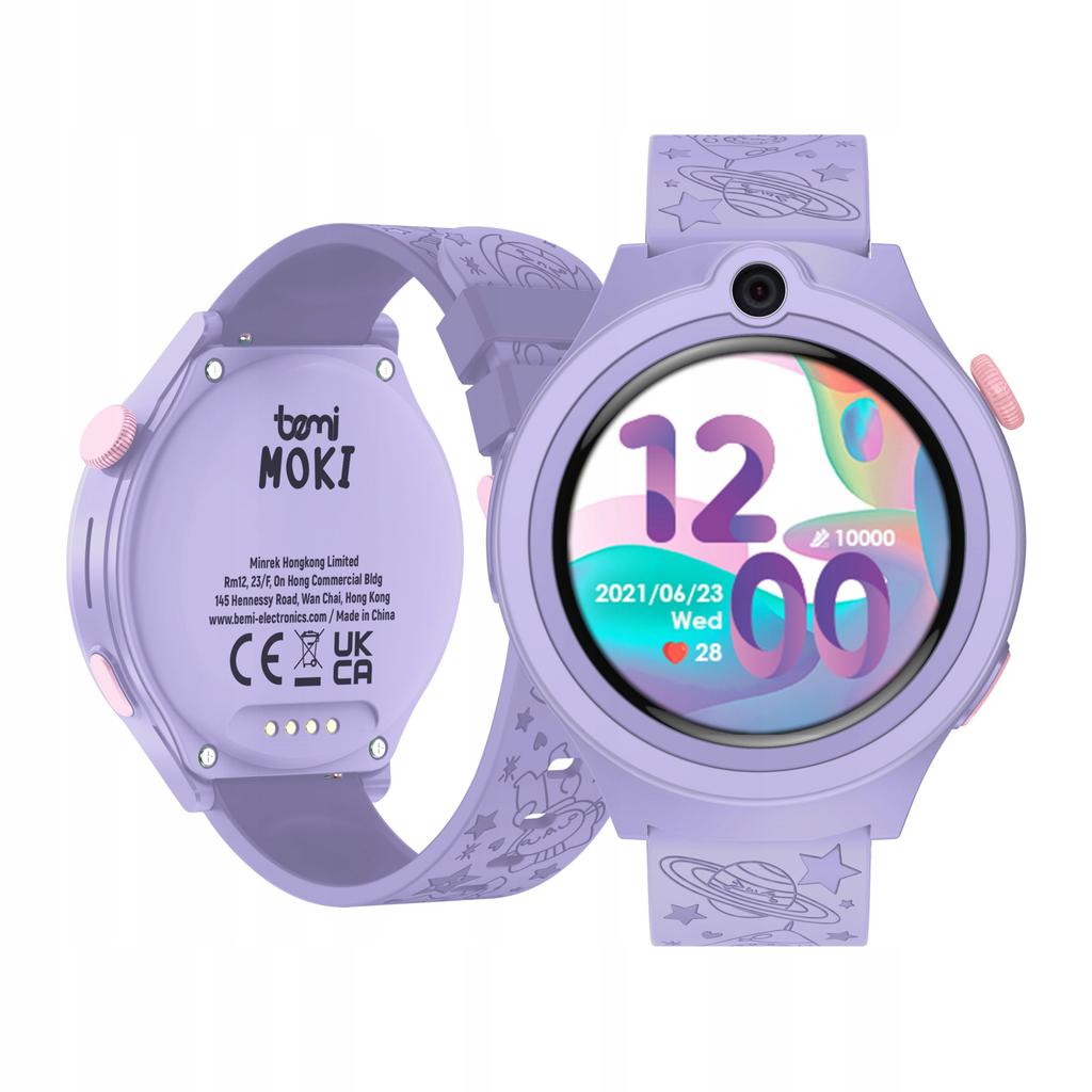 Bemi Moki Smartwatch for Kids 1.32 Inch 360X360 4G Lte Gps Lbs Purple