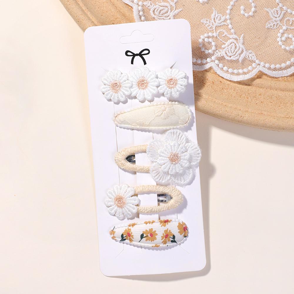 5Pcs BB Clips Set for Children Hair Accessories Sweet Printe Hairbangs Hairclip Girls Barrette Daisy Hairpin Ornaments