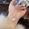 Baishi Hui Natural Chalcedony Fu Lu Gourd Necklace In S925 Sterling Silver Women's Clavicle Chain