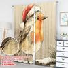 Flachdruck Weihnachtsfeier Vorhänge Rotkehlchen Schnee Digital Bedruckte Polyester Vorhänge Dekorationen Vorhang Set von 2 Stück Waschbar