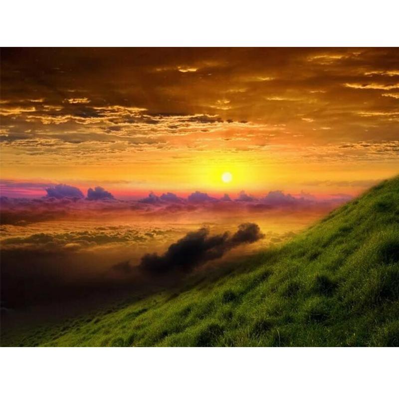 Diamant-Gemälde, 5D-DIY, Meer, voller Bohrer, quadratisch, Diamant-Stickerei, Sonnenuntergang, Bild von Strass-Landschaft, Wanddekoration