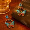 Medieval Palace Butterfly Wreath Earrings French Elegant Temperament Light Luxury High-end Feeling Enamel Oil Painting