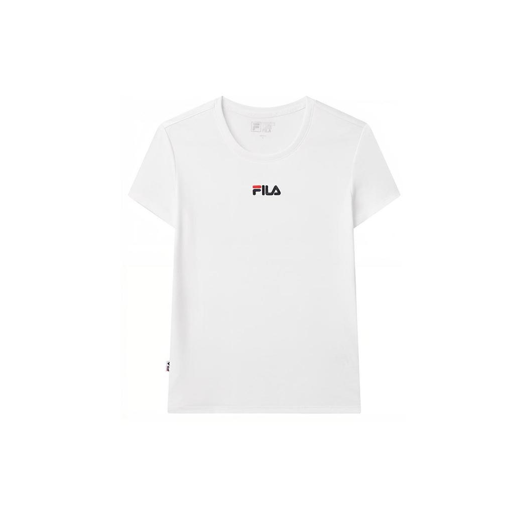 FILA T Shirts Women's White Crew Neck Moderate Straight Fit F51W018154FWT