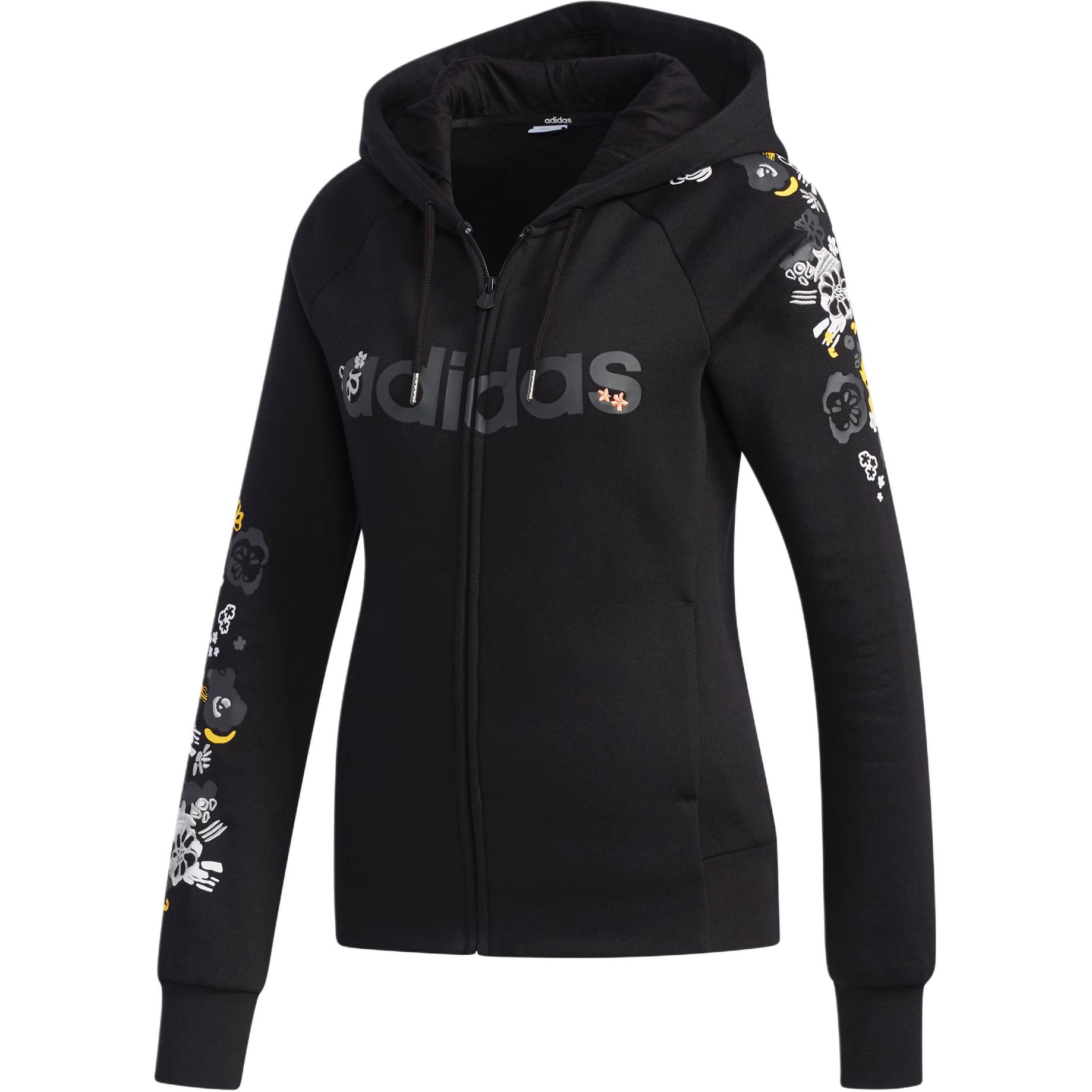 Adidas Neo Sports Lifestyle Collection, Fleece Lined Comfortable Hooded Long Sleeved Jackets & Coats Women s Black FH9332 160/84A/S