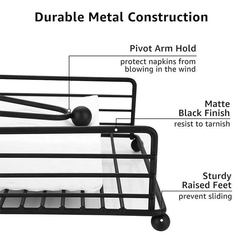 New Rustic Metal Napkin Holder Square Paper Organizer For Kitchen Home Restaurant Cafes - Tabletop Decorative Napkin Holder