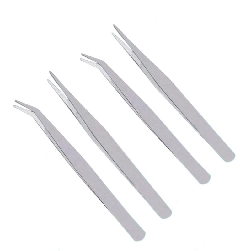 Stainless Steel Thick Elbow Tweezers for Eyelash, Nest, Hair, Gardening, and Telecom Repair