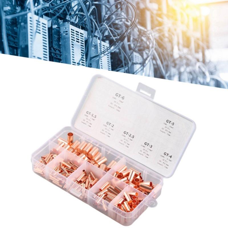 250Pcs Copper Tube Connector Kits Terminal Connecting Set Wire Hardware Supplies