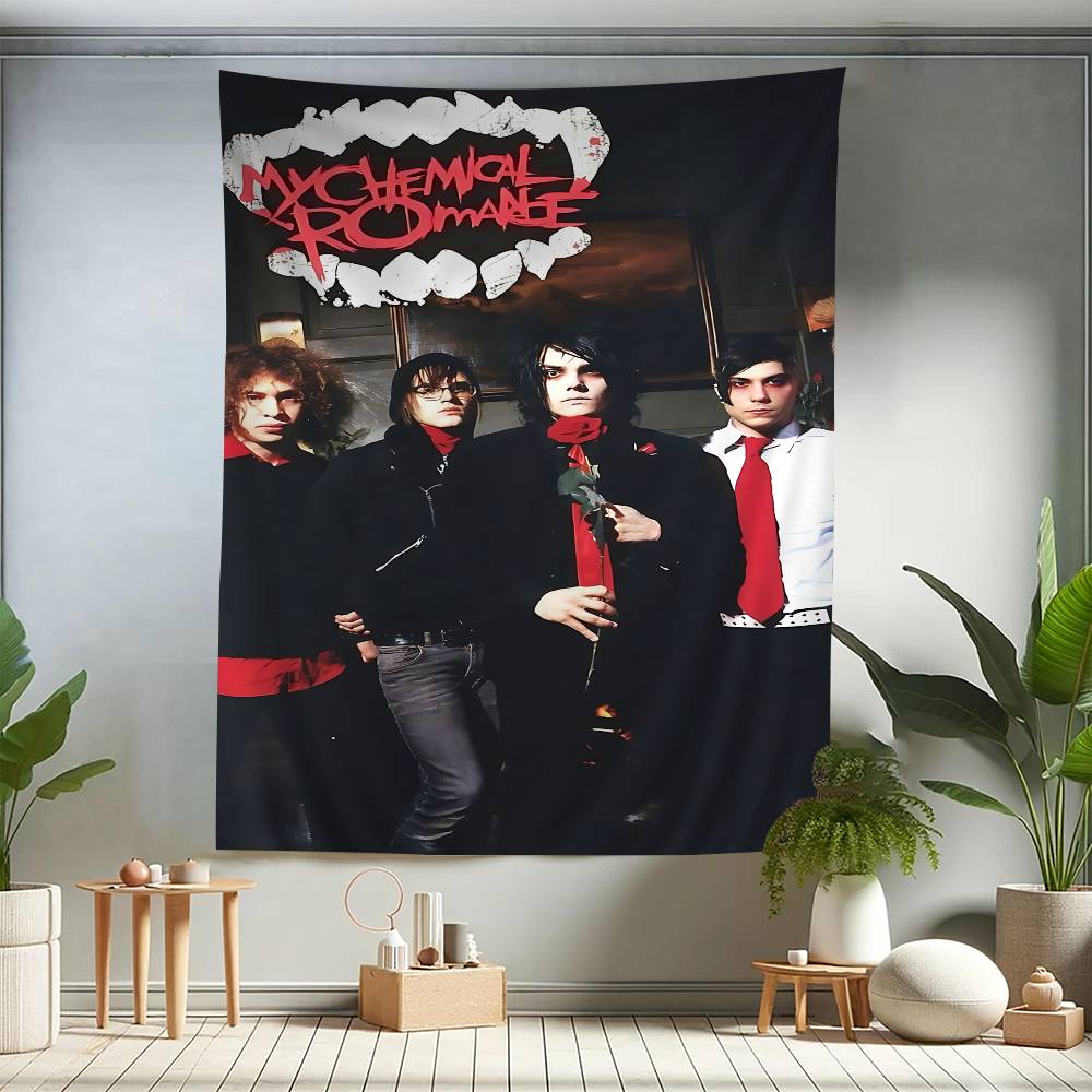 Popular Rock Band My Cchemical Romance Anime Tapestry Hippie Flower Wall Carpets Dorm Decor Wall Hanging Home Decor