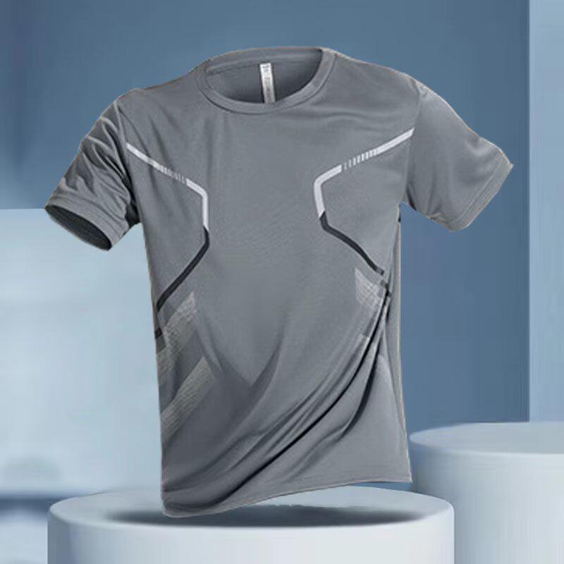 

Мужская модная футболка с коротким рукавом свободного кроя - Новый стиль лета 2025 с простым принтом Triple Extra Large серый