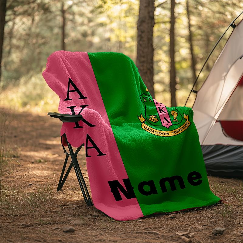 Personalized Custom Name Blanket - Alpha Kappa Alpha logo Print Design,Blanket for Sofa,Bed,Travel,Camping - Soft and Warm, Great Gift