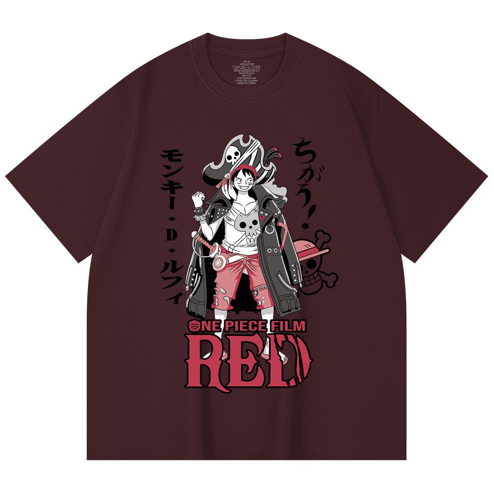 230 Gsm 100% Cotton One Piece V79 Luffy Film Red Print Unisex Heavy Cotton T Shirt