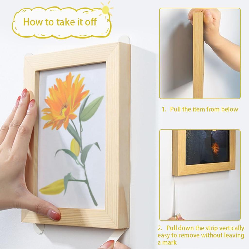Punch-free Picture Hanging Strips Adhesive Tape Mounting Photo Frame Fixed Wall Hook&Loop Removable Home Decor Art DIY Stickers