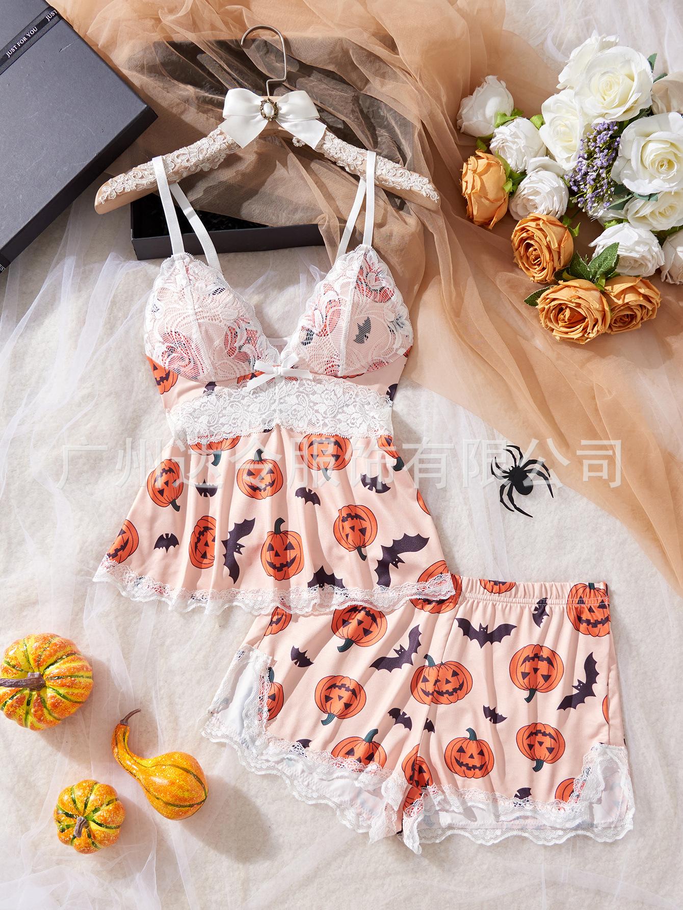 Европейский и американский сексуальный кружевной комбинированный эротический комплект пижамы с принтом домашний комплект двухпредметный комплект S