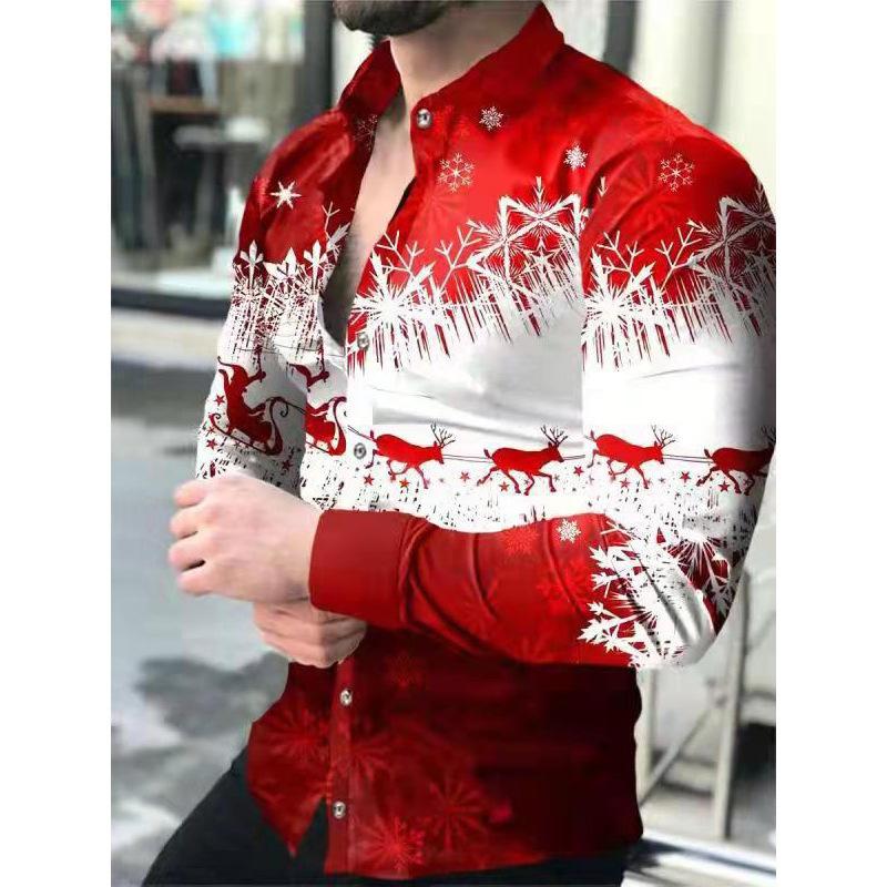 Men's Elegant 3D Printed Long Sleeve Shirts Turn Down Collar Party Casual Camisas Hombre Plus Size Streetwear Fashion Blouse