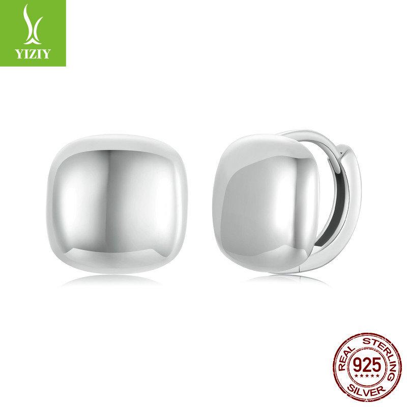 Metal Cold Wind 925 Silver Stud Earrings French Basic Niche Light Luxury Temperament Earrings Women