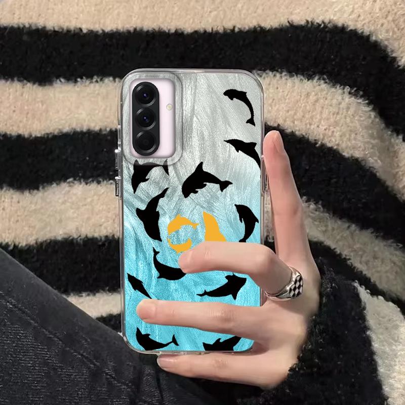 Cartoon Cat Dolphin Girls Case For Samsung Galaxy A56 A16 A26 A36 A06 A55 A35 A25 A15 A12 A32 A54 S24 S25 S22 S23 FE Funda Cover
