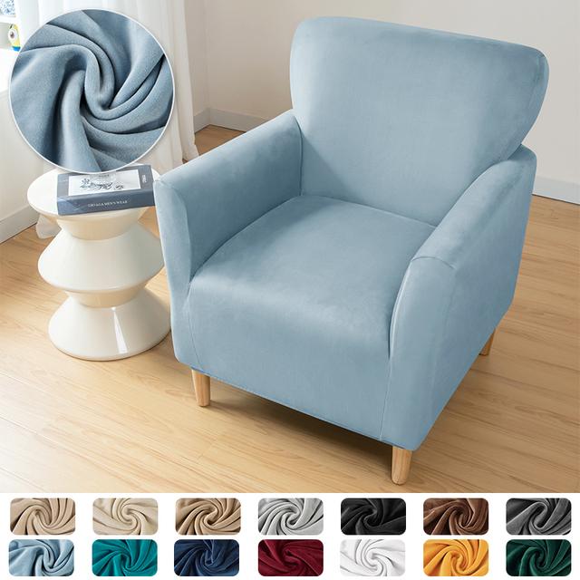 Velvet Tub Sofa Cover For Living Room Elastic Club Armchair Slipcovers Stretch Single Couch Chair Covers Home Bar Counter Hotel