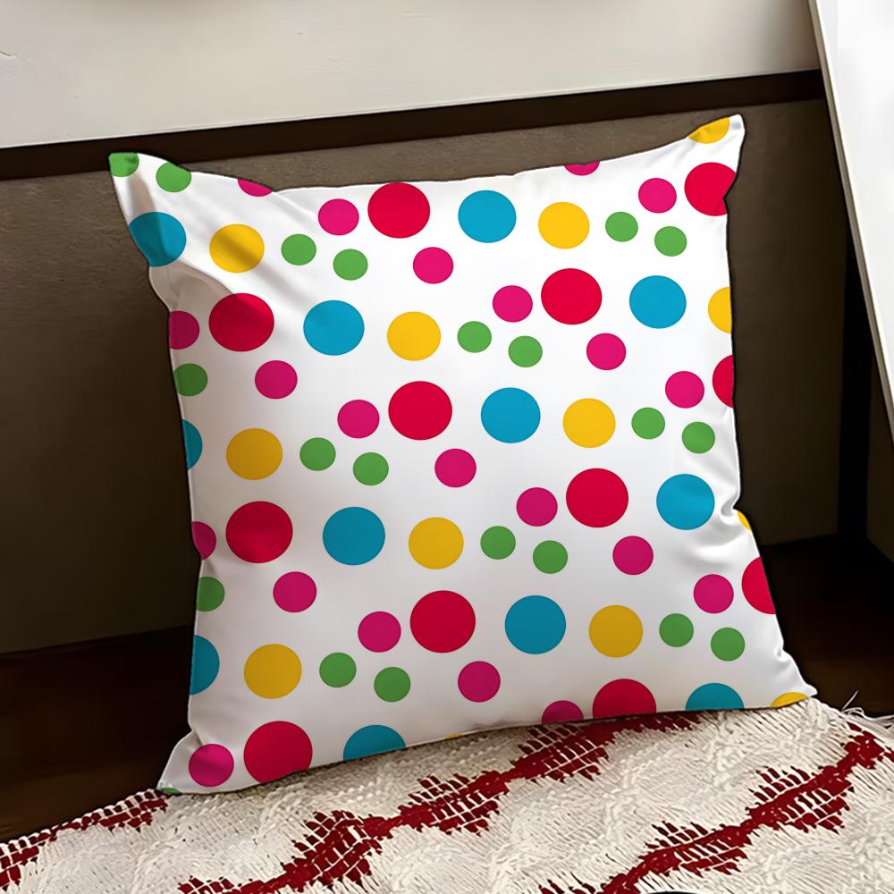 Dizzying polka dot Cushion Cover Reversible Soft Durable Pillow Cover Home Car MultiScene Use for Daily Comfort