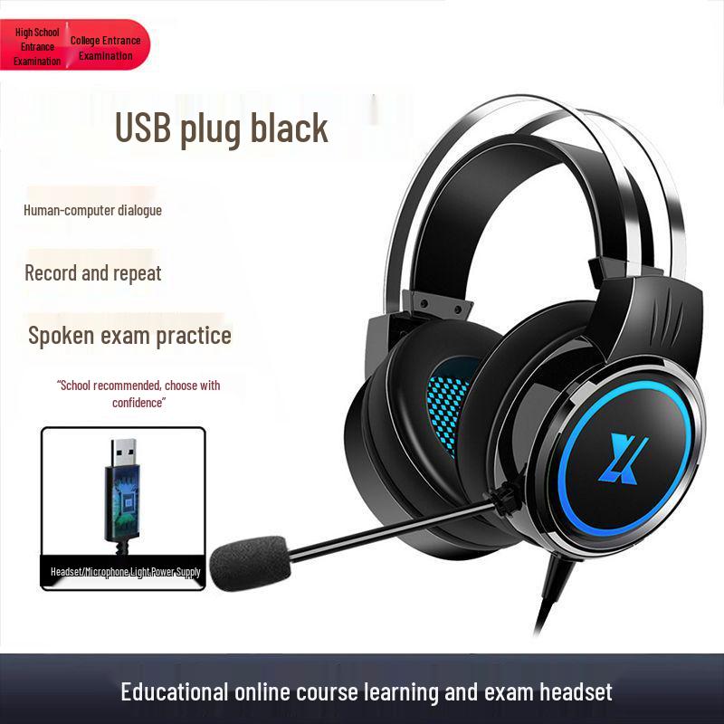 USB Over-Ear Headphones with Microphone for English Listening & Speaking Exams – Ideal for Middle & High School Online Classes