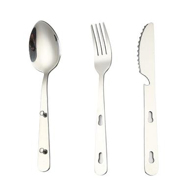 3Pcs/Set Portable Stainless Steel Tableware Fold Knife Utensil Spoon Set Spoon