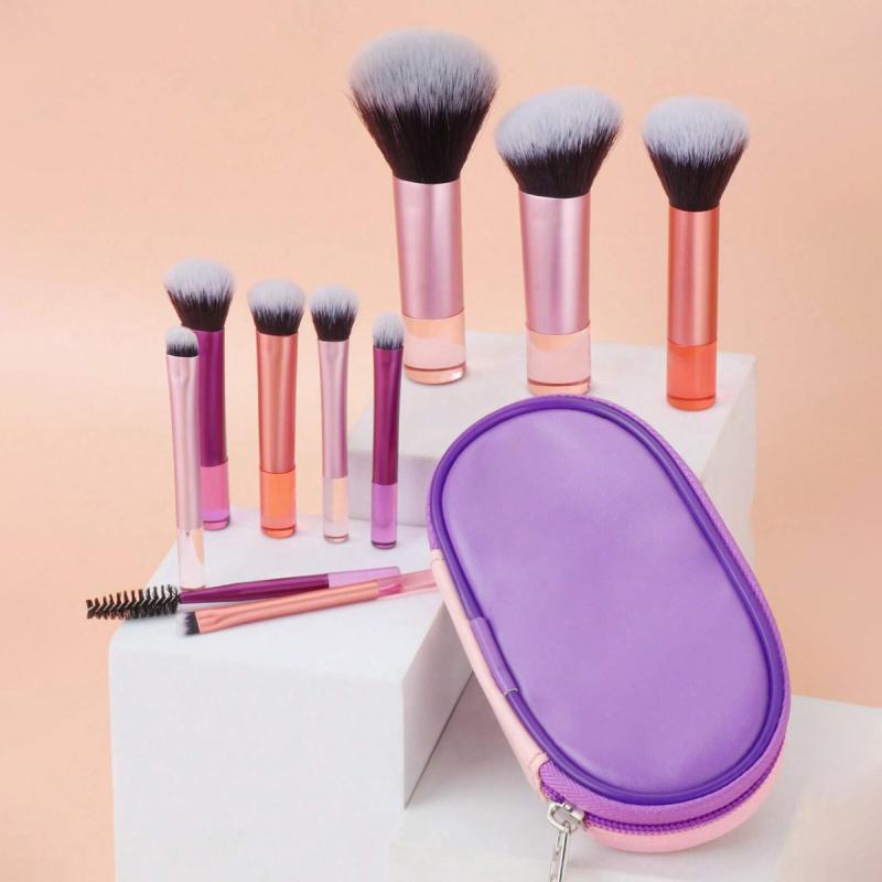 10/12Pcs Mini Makeup Brush Set Powder Eyeshadow Foundation Blush Blender Concealer Beauty Portable Makeup Tool Brush Travel Kit