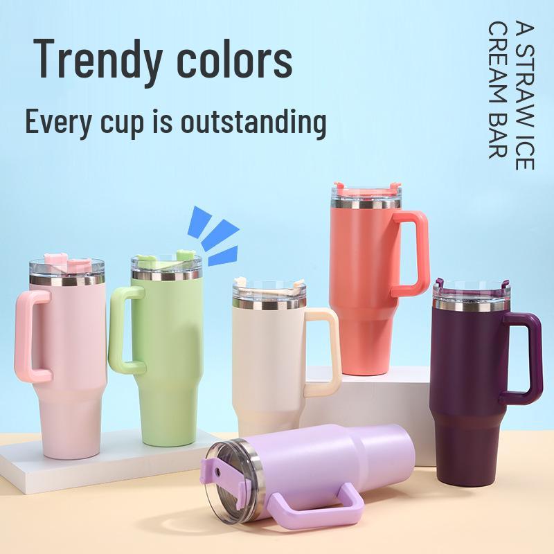 Large Capacity 40oz Insulated Stainless Steel Car Cup with Handle - Portable Outdoor Ice King Cup