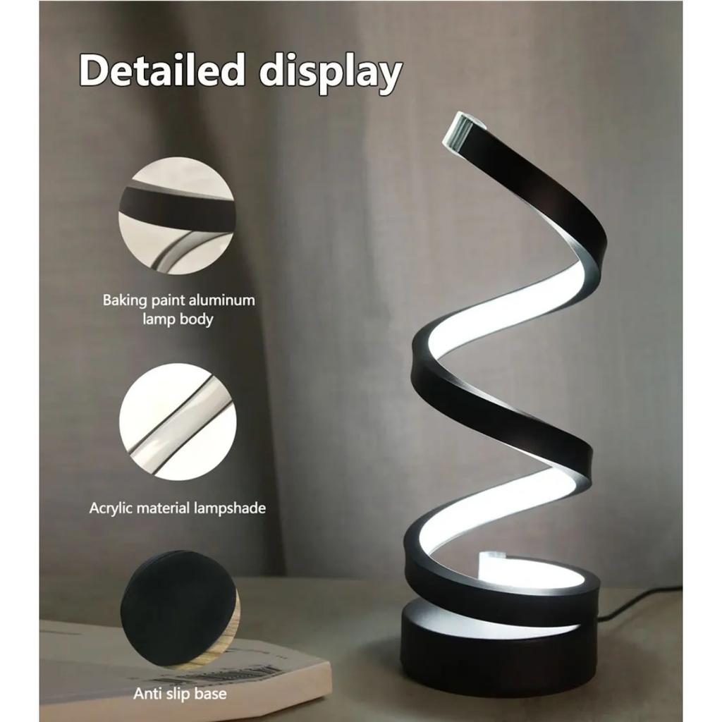 JOYBLISS USB Plug In Creative Spiral LED Night Light Dimmable 3 Colors Adjustable for Living Room Office Desk Table Bedroom Bedside Decor