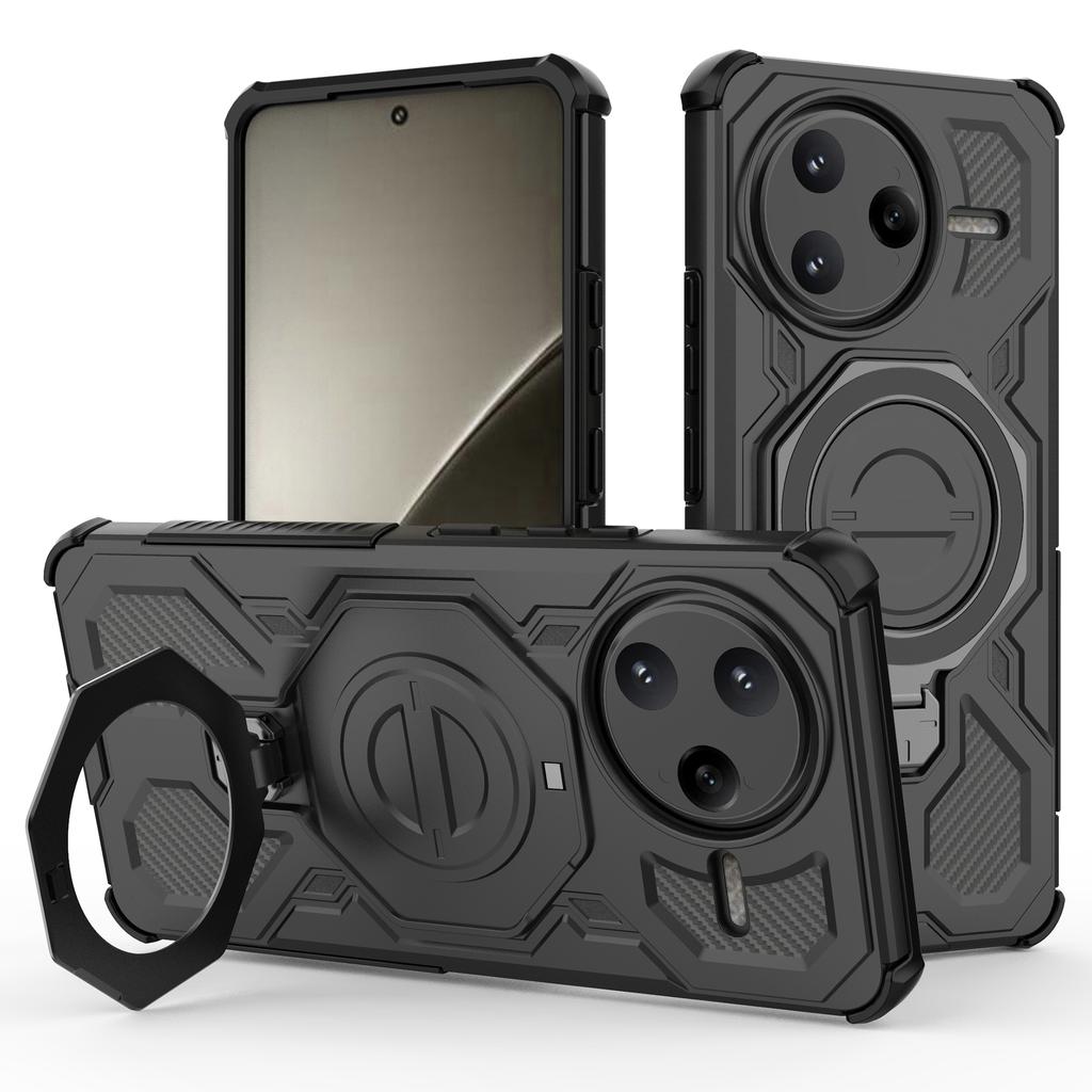 Für Xiaomi Poco F7 Ultra 5G/Redmi K80 Pro 5G Magnetische Hülle Rotierender Metallständer PC+TPU Handy-Rückseite