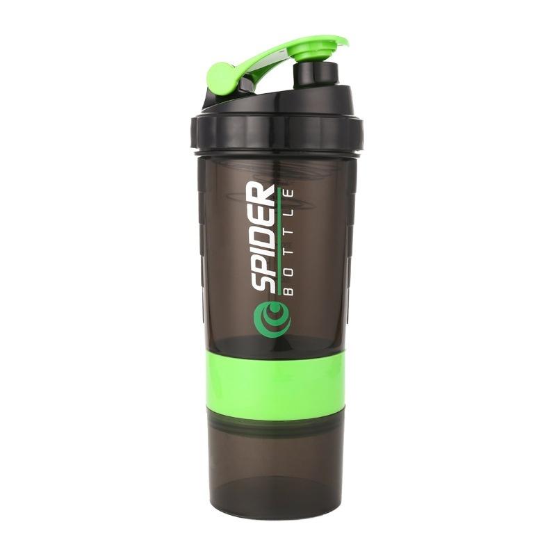 500ml Layered Protein Bottle Powder Shaker with Powder Storage Container Large Water Bottle Water Bottle with Wire Stirring Ball