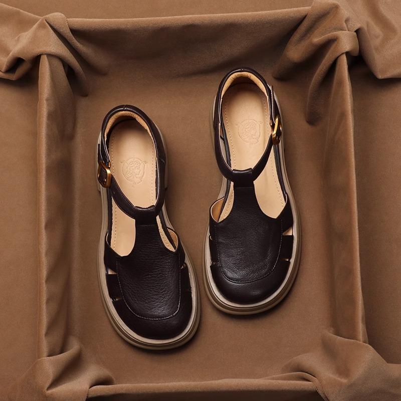 Letnie sandały retro z pustym noskiem rzymskim dla kobiet