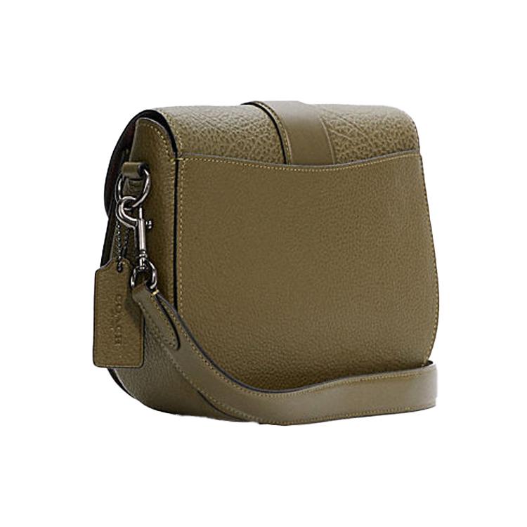 New COACH Georgie Leather Saddle Bag, Bacchus Bag, Shoulder Bag, Crossbody Bag, Shoulder Bag Small Women's Olive Green C2805-QBDB7
