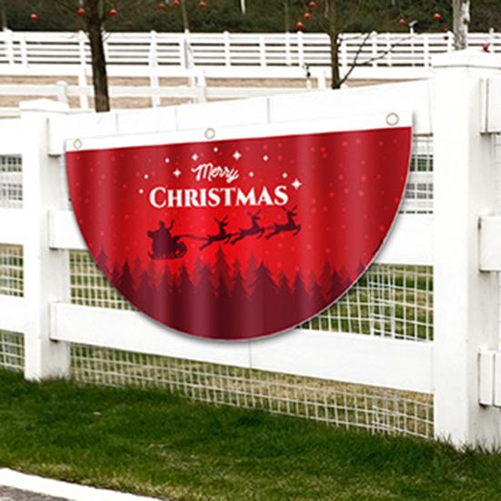 Hanging Flag Fancy Exquisite Patterns Washable Hanging Flag Christmas Fan-shaped Flag Hanging Flag for Festival